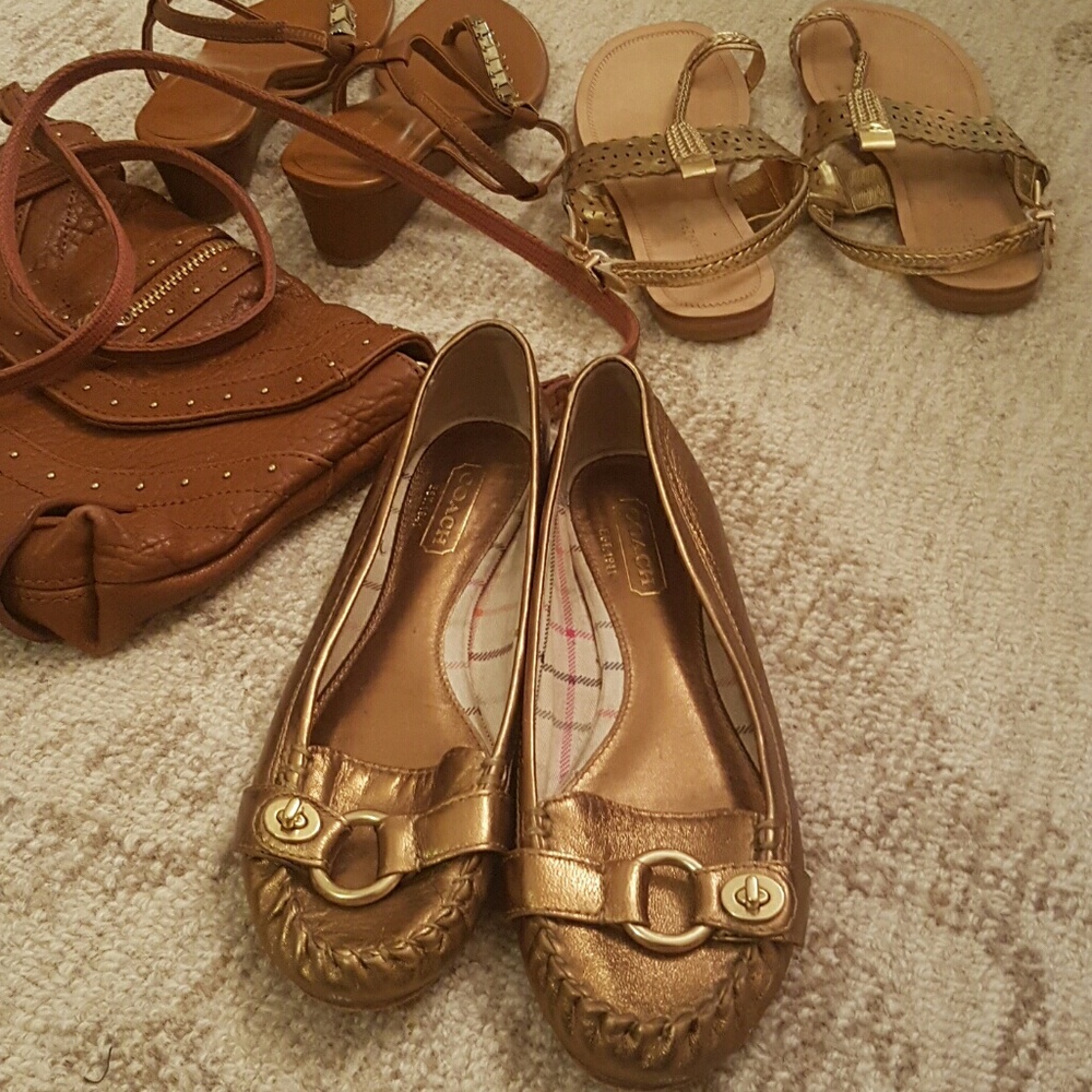 New Coach loafers, metallic gold leather
